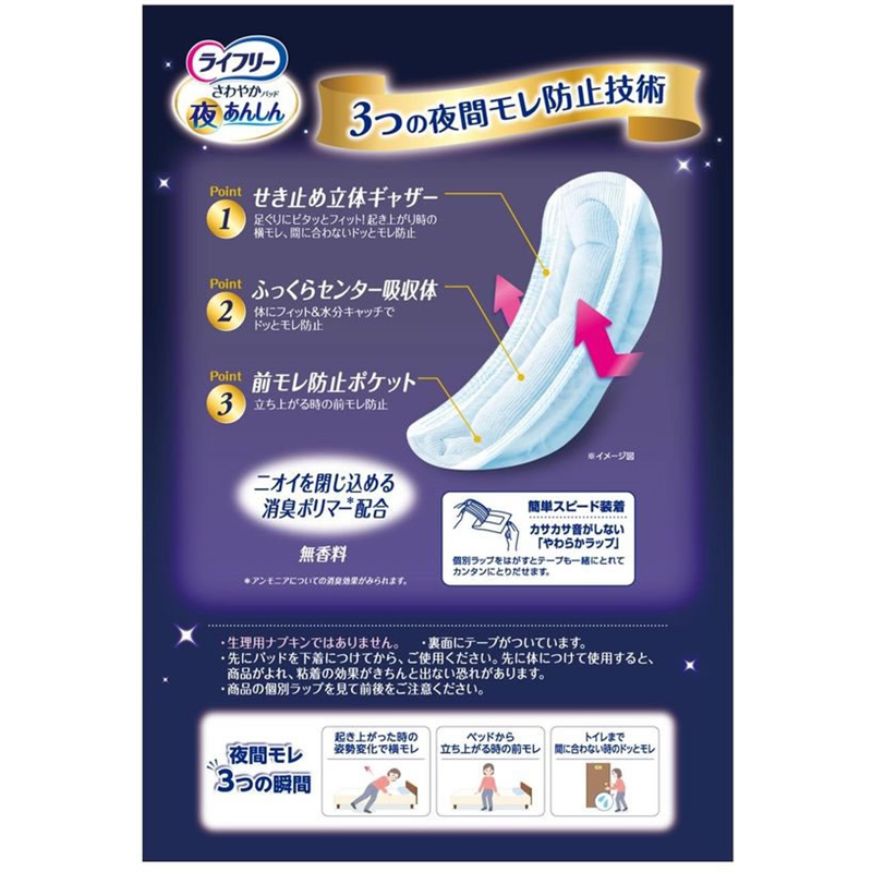 ユニ・チャーム ライフリー さわやかパッド 夜あんしん 250CC 12枚 1パック（ご注文単位1パック）【直送品】