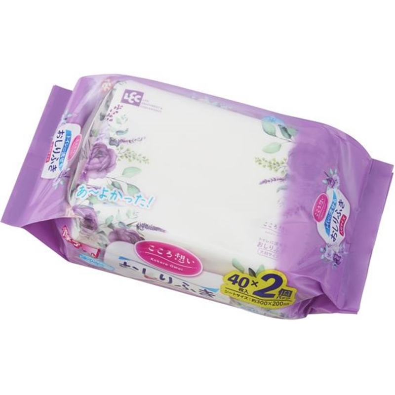 レック こころ想い 流せるおしりふき 大判 40枚×2P 1パック（ご注文単位1パック）【直送品】