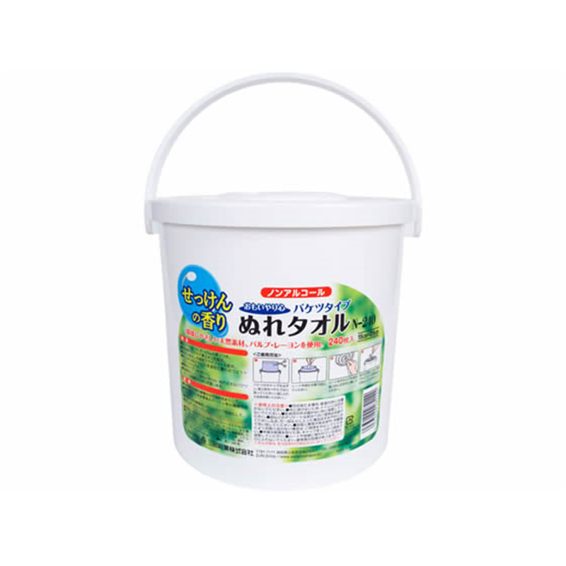 三昭紙業 おもいやり心 ぬれタオル バケツタイプ せっけんの 1個（ご注文単位1個）【直送品】