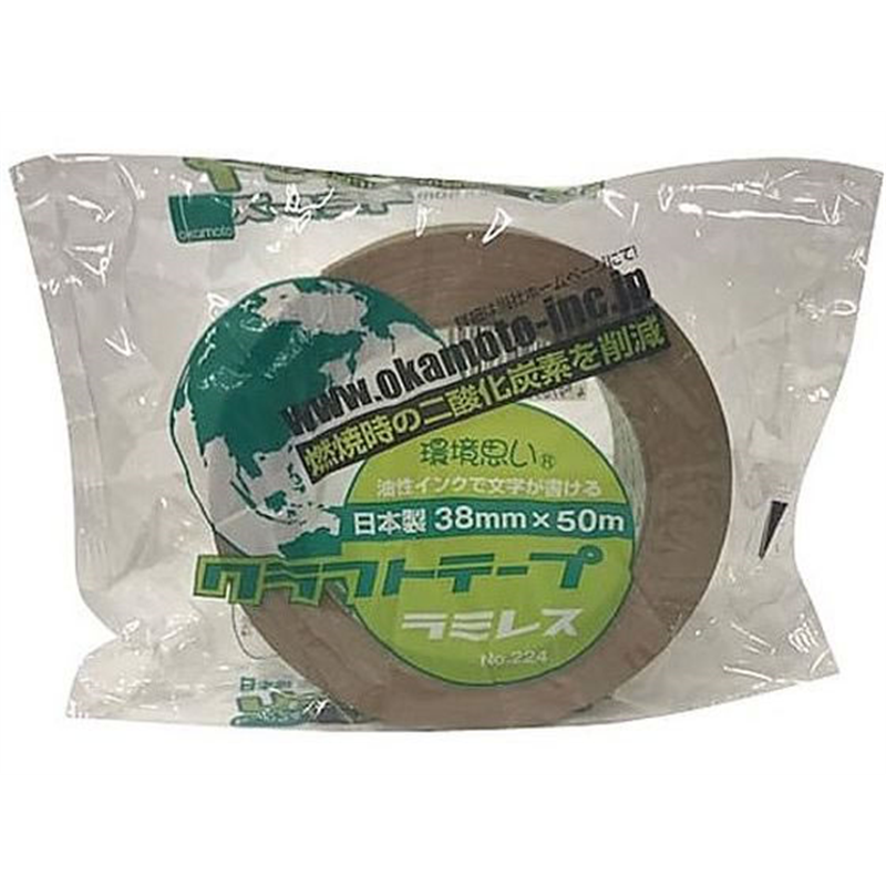 オカモト クラフトテープ ラミレス NO.224 38mm幅 NO.224 65-0450-67 1巻（ご注文単位1巻）【直送品】