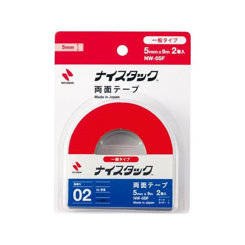 ニチバン ナイスタック 小巻 2巻入 5mm×9m 台紙フックタイプ NW-5 1個（ご注文単位1個）【直送品】