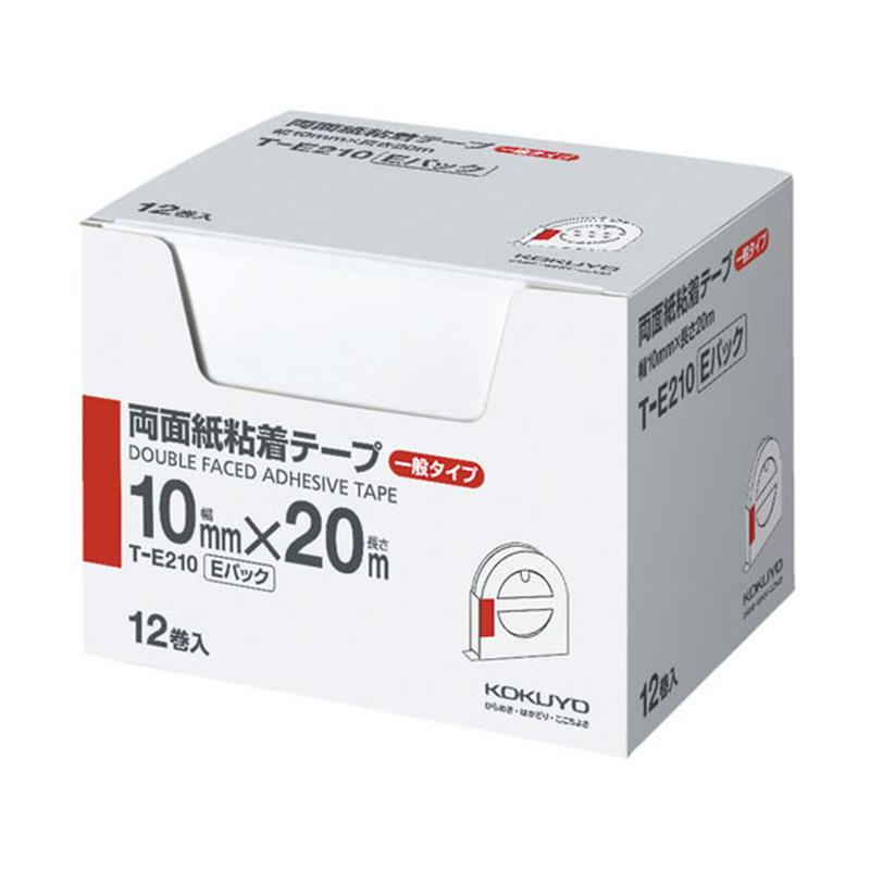 コクヨ 両面紙粘着テープ お徳用 Eパック 10mm幅×20m 12巻入 1箱（ご注文単位1箱）【直送品】