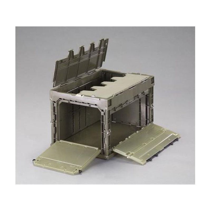 エスコ 折畳コンテナ OD色 蓋・窓付 531×368×334mm 50L 1個（ご注文単位1個）【直送品】