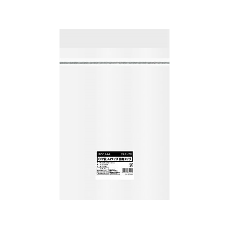 今村紙工 OPP袋 テープ付き 胴糊タイプ A4サイズ 100枚 OPPD 1パック（ご注文単位1パック）【直送品】