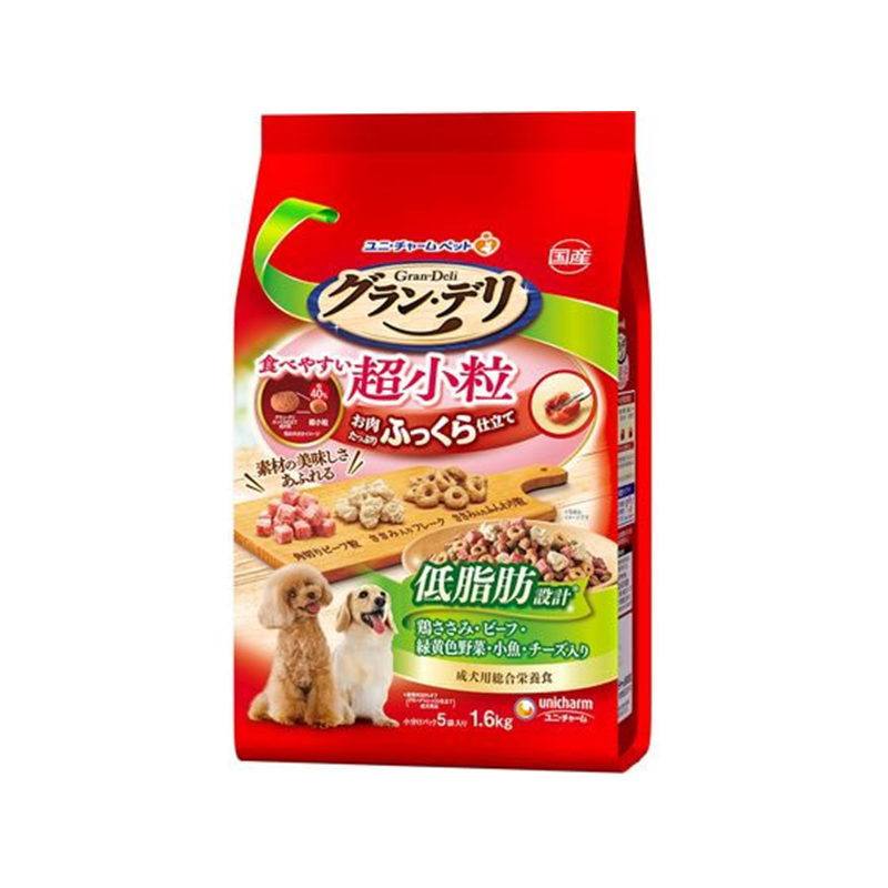 ユニ・チャーム グラン・デリ ふっくら仕立 超小粒 低脂肪1.6kg 1袋（ご注文単位1袋）【直送品】