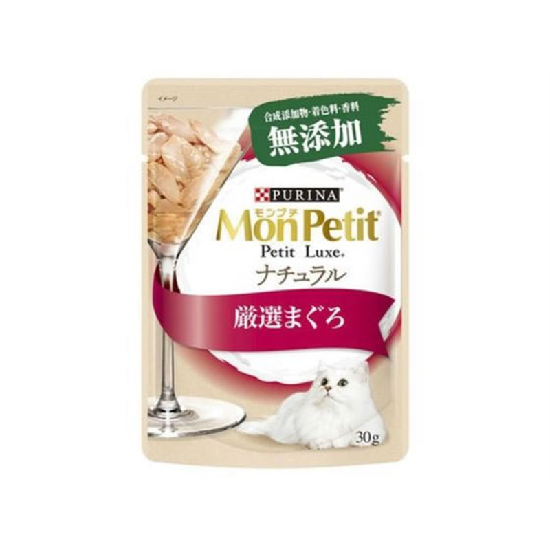 ネスレ日本 モンプチ プチリュクスパウチ ナチュラル 成猫 まぐろ 30g 1袋（ご注文単位1袋）【直送品】