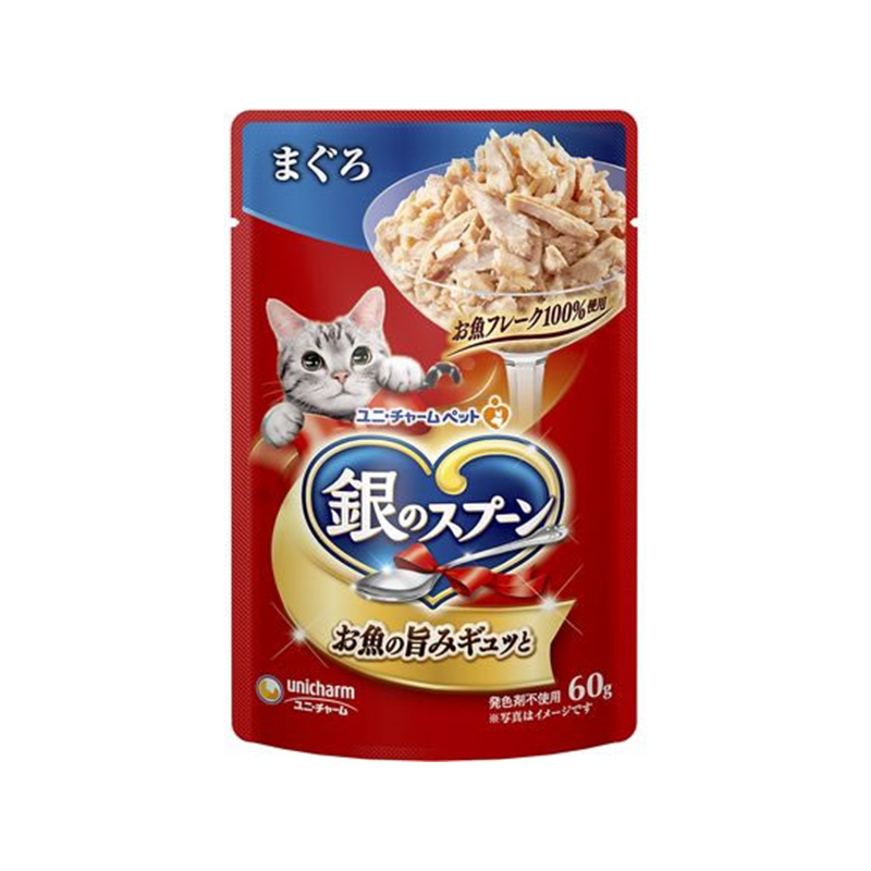 ユニ・チャーム 銀のスプーンパウチ まぐろ 60g 1袋（ご注文単位1袋）【直送品】