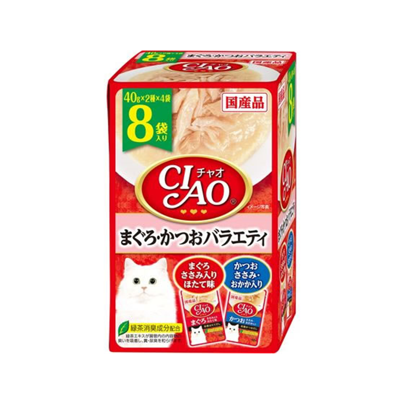 いなば CIAOパウチ まぐろ・かつおバラエティ 2種 40g×8袋 1箱（ご注文単位1箱）【直送品】