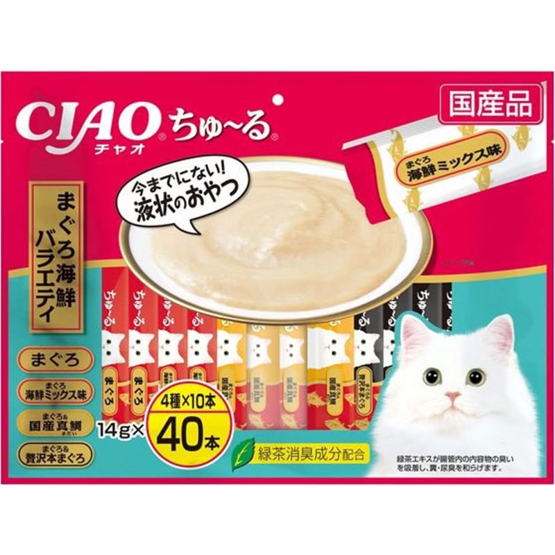 いなば CIAOちゅーる まぐろ海鮮バラエティ 4種 14g×40本 1パック（ご注文単位1パック）【直送品】