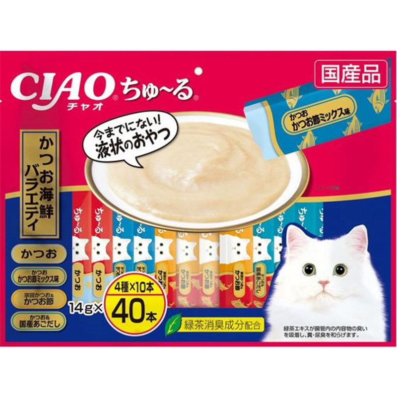 いなば CIAOちゅーる かつお海鮮バラエティ 4種 14g×40本 1パック（ご注文単位1パック）【直送品】