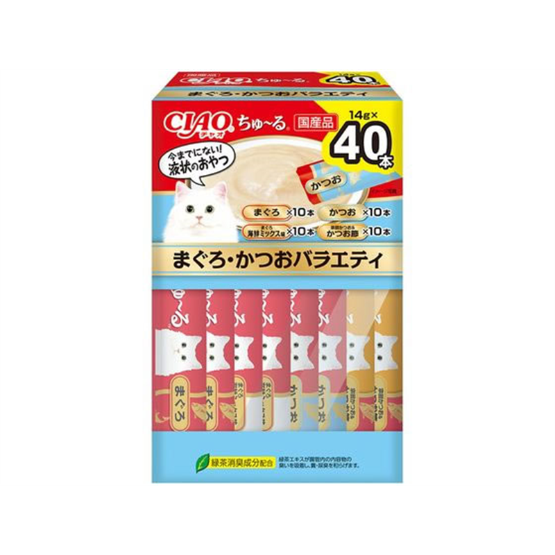 いなば CIAOちゅーる まぐろかつおバラエティ4種 14g×40本 1箱（ご注文単位1箱）【直送品】