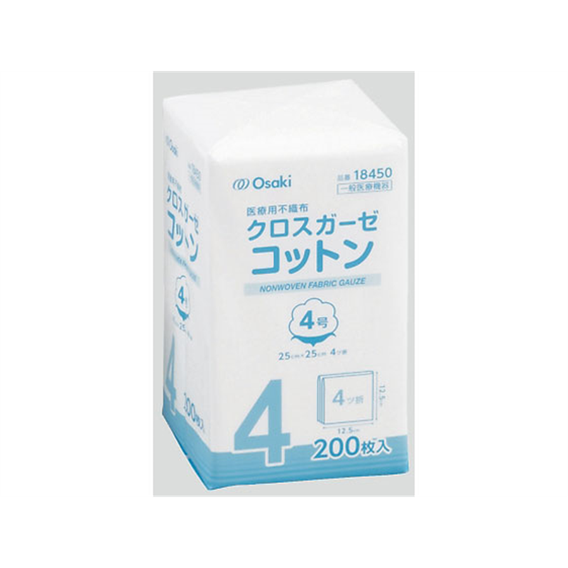 オオサキメディカル クロスガーゼコットン 4号 18450 1袋（ご注文単位1袋）【直送品】