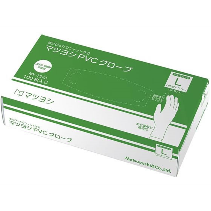 マツヨシ PVCグローブ パウダーフリー 25-3266-02 Lサイズ 100枚 MY 1箱（ご注文単位1箱）【直送品】