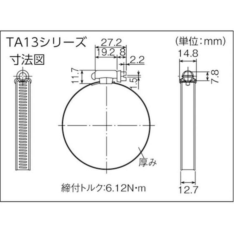 TRUSCO ホースバンド オールSUS 普及 10個入 12.7×Φ76mm TA 1箱（ご注文単位1箱）【直送品】