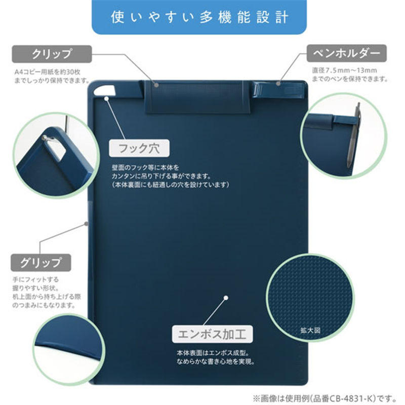 ソニック クリップボード A4ヨコ型 抗菌タイプ ネイビー CB-5254-K 1枚（ご注文単位1枚）【直送品】