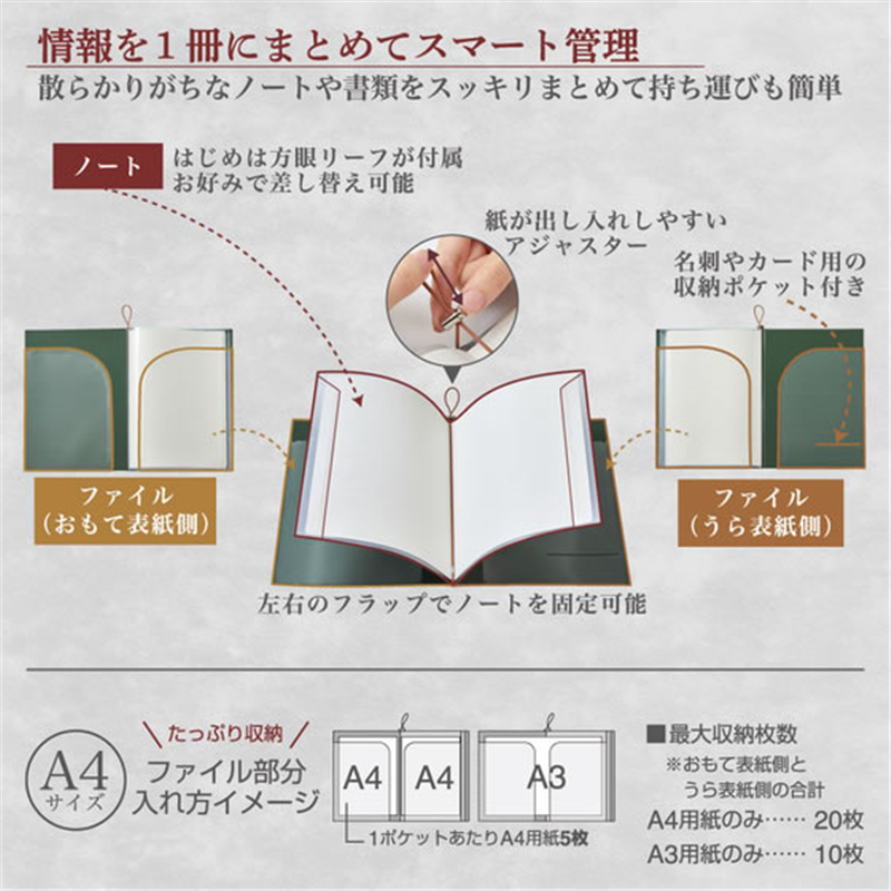 キングジム ファイリングノート A4 A3用紙対応 オレンジ 9914-OR 1冊(ご注文単位1冊)【直送品】
