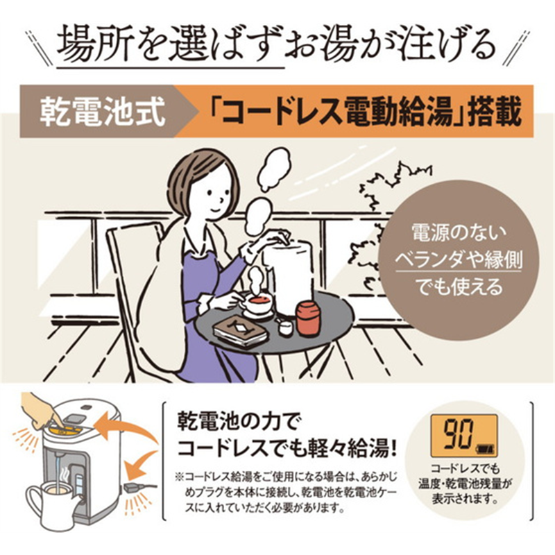 象印 VE電気まほうびん 3.0L CV-GV30-WA 1台(ご注文単位1台)【直送品】