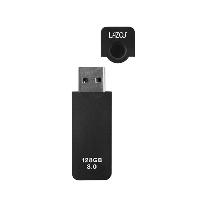 LAZOS USBフラッシュメモリ 128GB キャップ式 L-US128-CPB 1個（ご注文単位1個）【直送品】