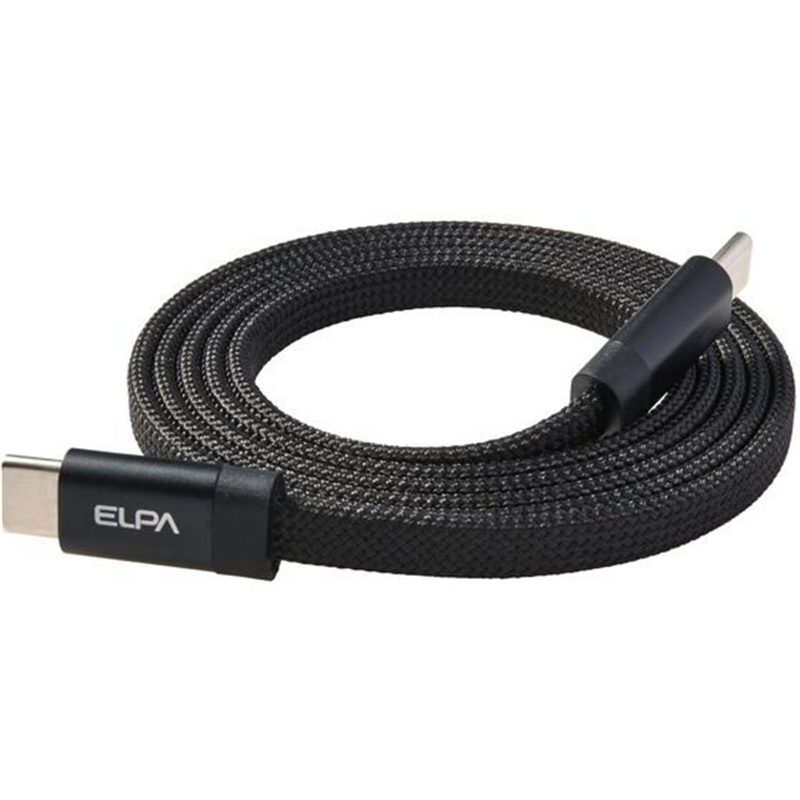 朝日電器 マグネットUSBフラットケーブル PD60W CtoC 1m ブラック MC 1本（ご注文単位1本）【直送品】