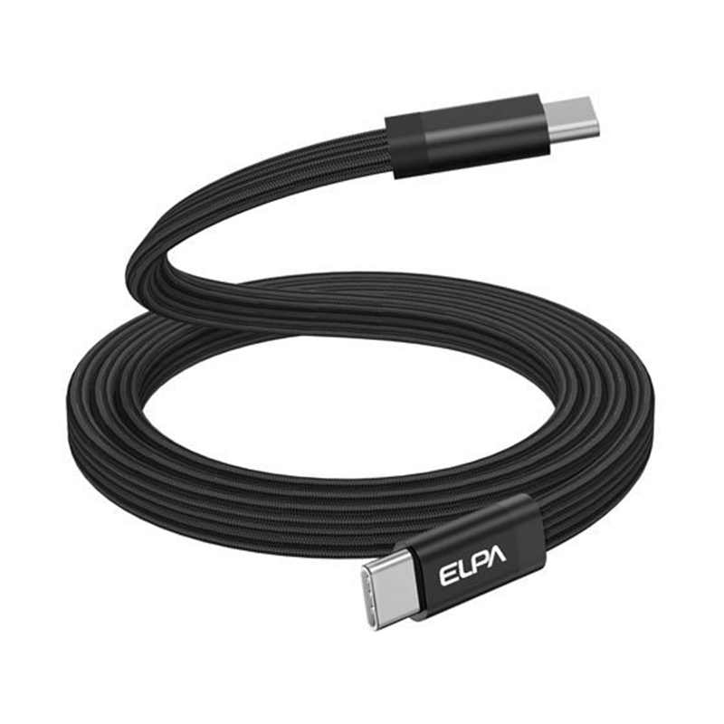 朝日電器 マグネットUSBフラットケーブル PD60W CtoC 1m ブラック MC 1本(ご注文単位1本)【直送品】