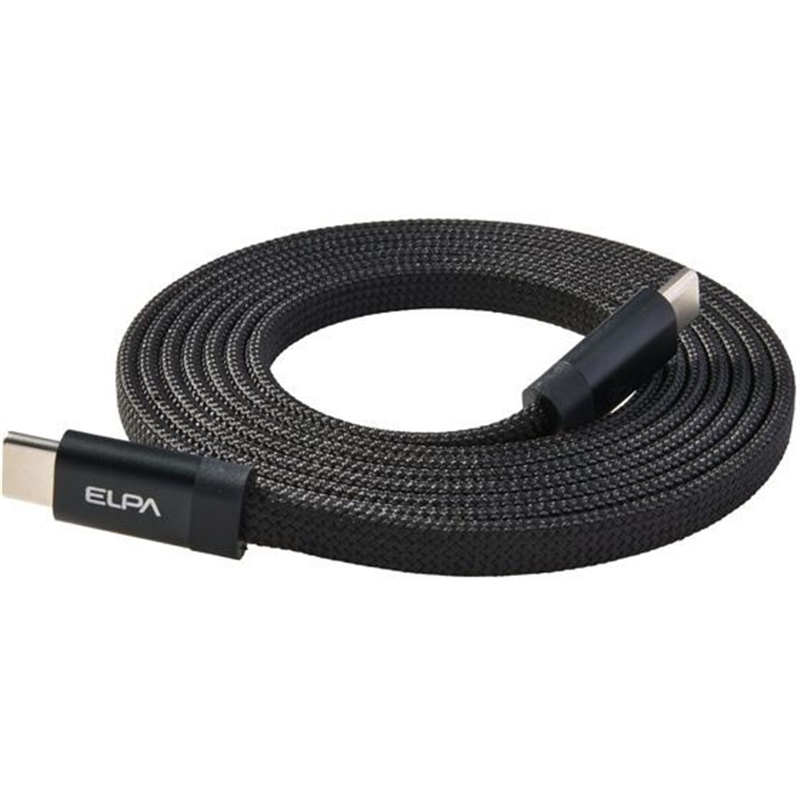 朝日電器 マグネットUSBフラットケーブル PD60W CtoC 1.5m ブラック 1本（ご注文単位1本）【直送品】