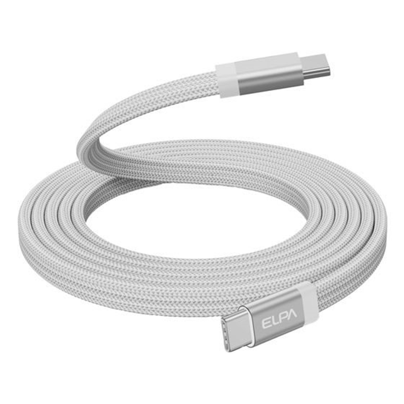 朝日電器 マグネットUSBフラットケーブル PD60W CtoC 1.5m ホワイト M 1本（ご注文単位1本）【直送品】