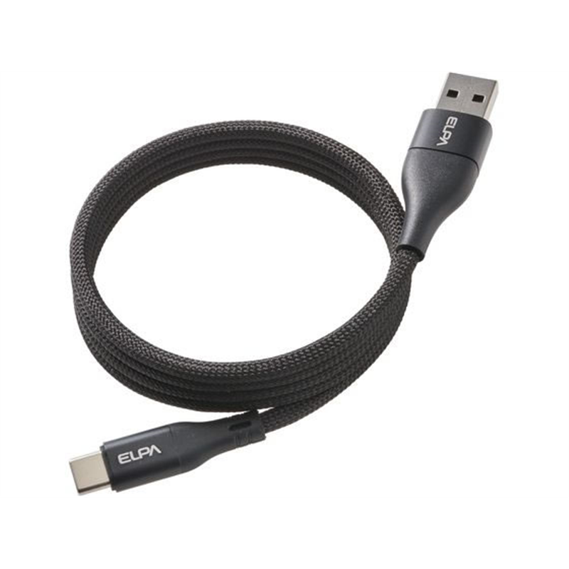 朝日電器 マグネットUSBラウンドケーブル PD60W A&CtoC 1m ブラック 1本（ご注文単位1本）【直送品】