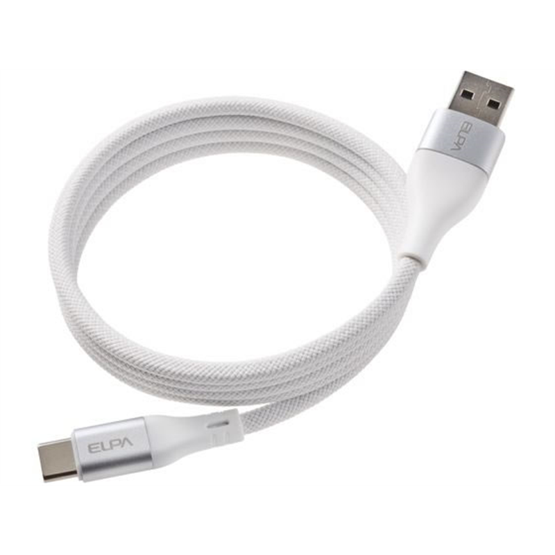 朝日電器 マグネットUSBラウンドケーブル PD60W A&CtoC 1m ホワイト 1本（ご注文単位1本）【直送品】