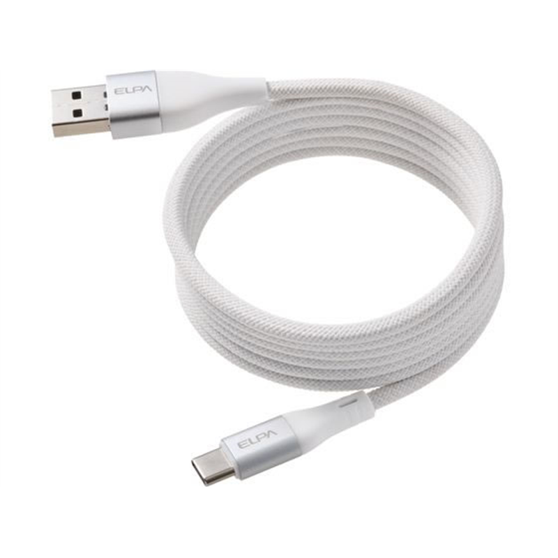 朝日電器 マグネットUSBラウンドケーブル PD60W A&CtoC 1.5m ホワイ 1本（ご注文単位1本）【直送品】