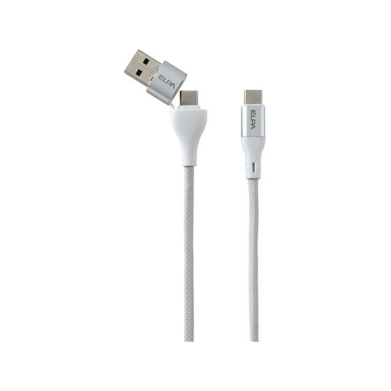 朝日電器 マグネットUSBラウンドケーブル PD60W A&CtoC 1.5m ホワイ 1本(ご注文単位1本)【直送品】
