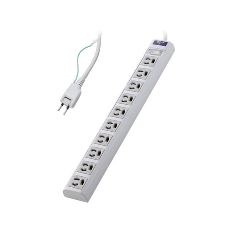 エレコム 雷ガードタップ 3ピン10個口 2m T-T05-31020LGRS 1個（ご注文単位1個）【直送品】