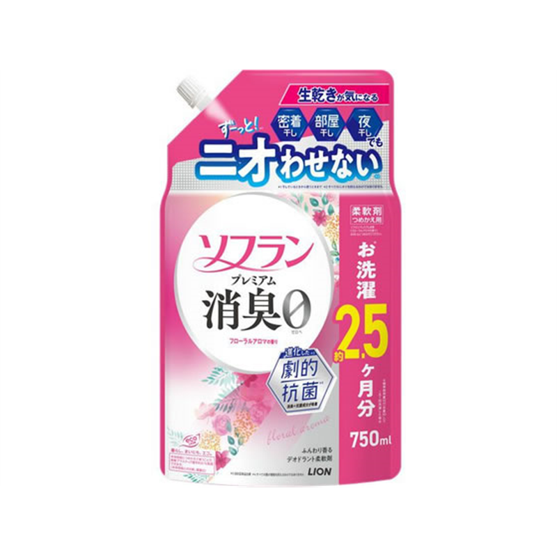 LION ソフラン プレミアム消臭 フローラルアロマの香り 詰替用 750mL 1個（ご注文単位1個）【直送品】
