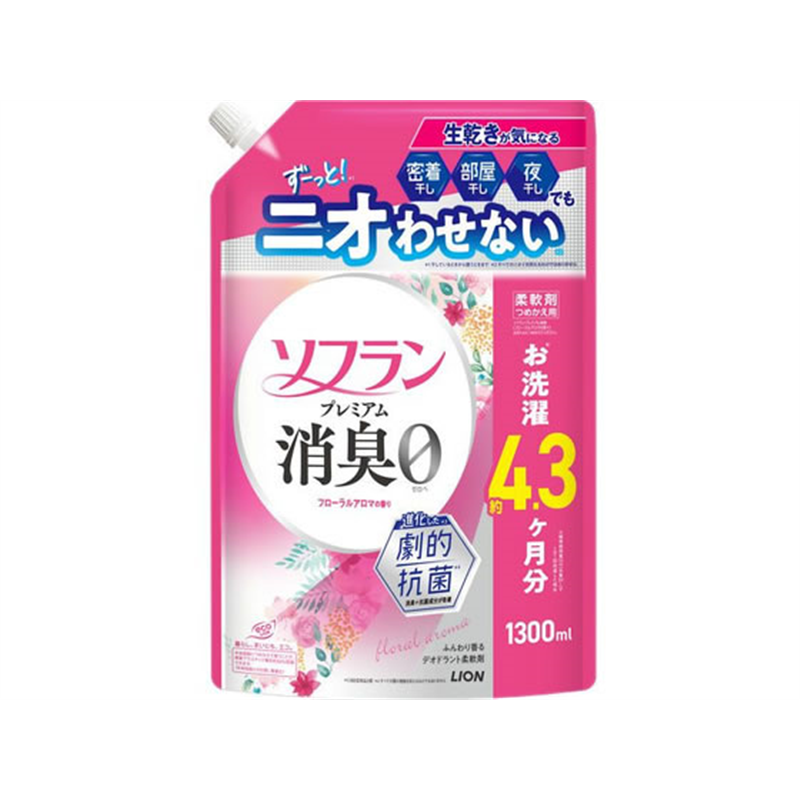 LION ソフラン プレミアム消臭 フローラルアロマの香り 詰替用 1300mL 1個（ご注文単位1個）【直送品】