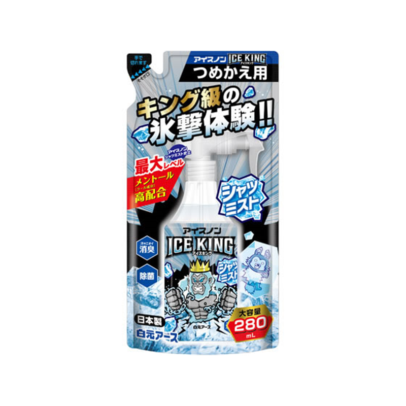 白元アース アイスノン ICEKING シャツミスト ミントの香り 詰替 280mL 1個（ご注文単位1個）【直送品】