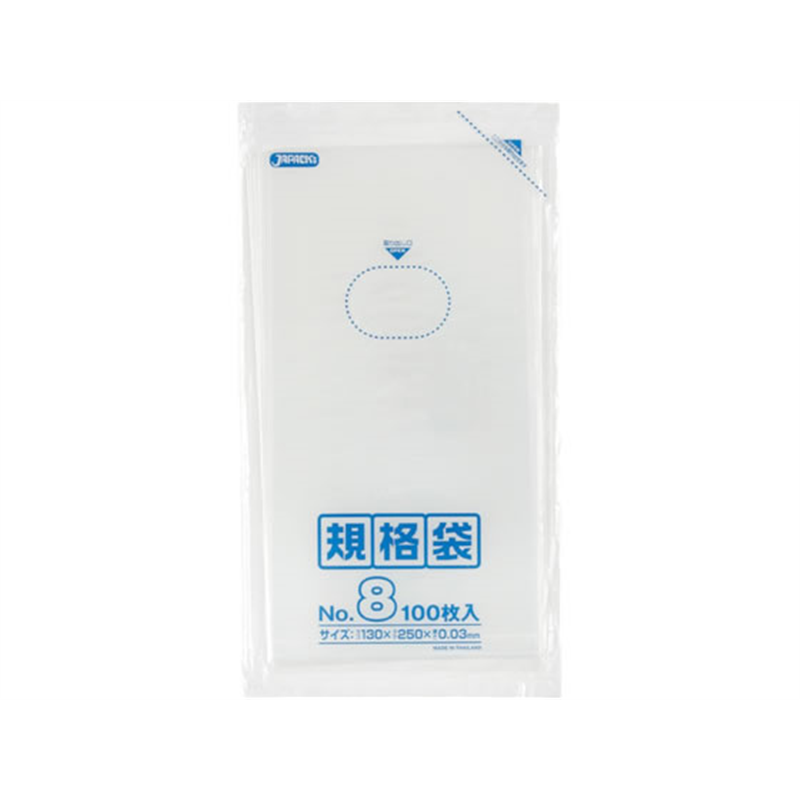 ジャパックス LD規格袋 No.8 透明 厚み0.03mm 100枚 K-08 1袋(ご注文単位1袋)【直送品】