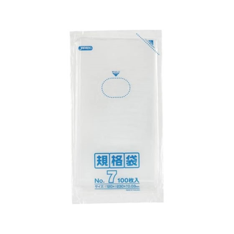 ジャパックス LD規格袋 No.7 透明 厚み0.03mm 100枚 K-07 1袋(ご注文単位1袋)【直送品】