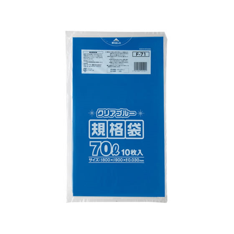 ジャパックス 規格ポリ袋70L 0.03mm厚 800×900mm 青透明 1 1袋(ご注文単位1袋)【直送品】