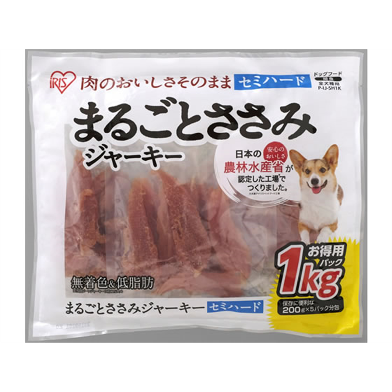 アイリスオーヤマ まるごとささみジャーキー セミハード1kg P-IJ-SH1K 1袋(ご注文単位1袋)【直送品】