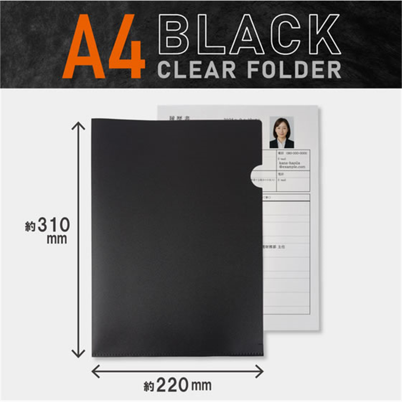 ハピラ クリアーホルダー A4 ブラック 厚口 10枚 PF009 1パック（ご注文単位1パック）【直送品】