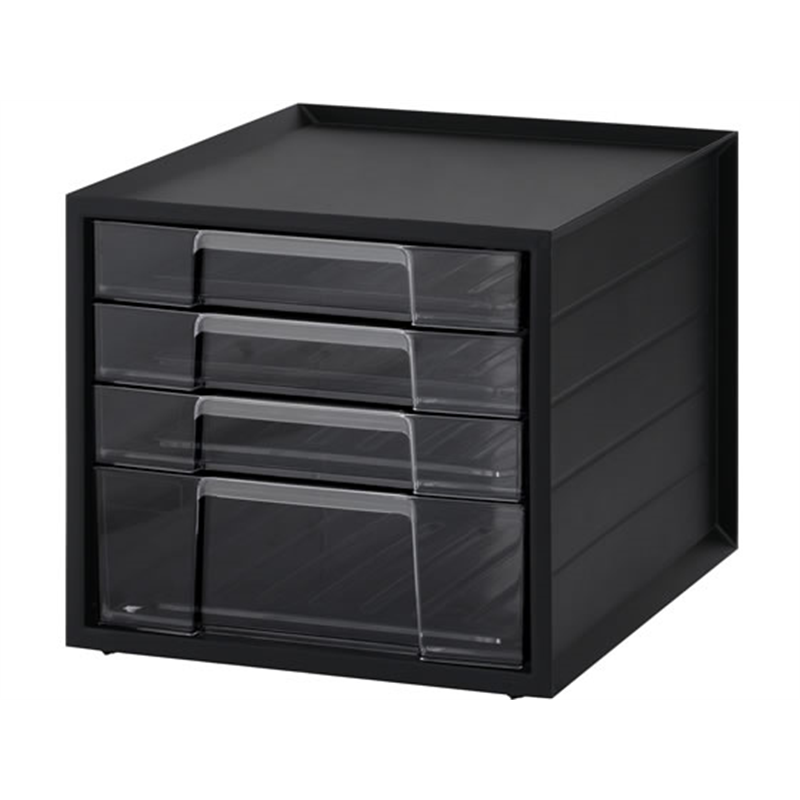 アイリスオーヤマ レターケース 浅3段深1段 ブラック LCJ-4D 1個（ご注文単位1個）【直送品】