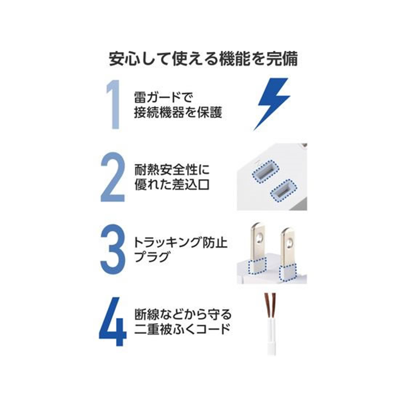 エレコム USBタップ 1.5m 3口 C×1 A×2 白 T-U08-3A2C15WH 1個（ご注文単位1個）【直送品】
