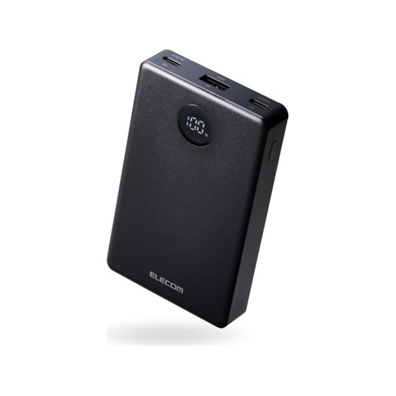 エレコム 半固体モバイルバッテリー 10000mAh 黒 DE-C86-10000BK 1個（ご注文単位1個）【直送品】