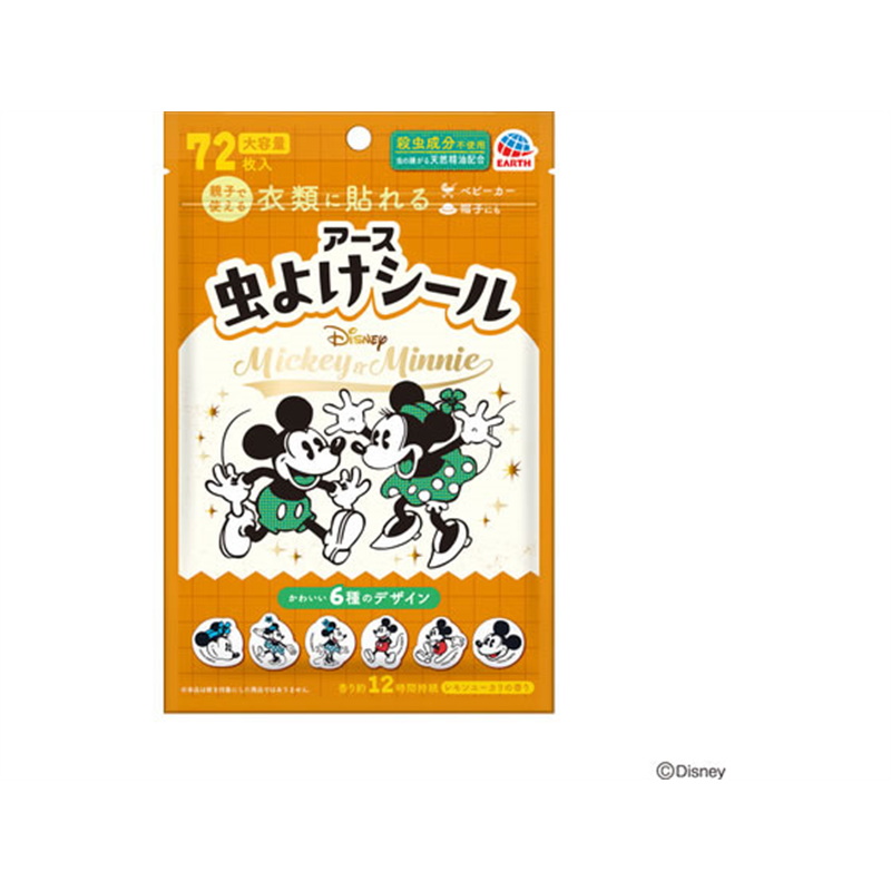 アース製薬 虫よけシール ミッキー&ミニー 72枚 1パック（ご注文単位1パック）【直送品】