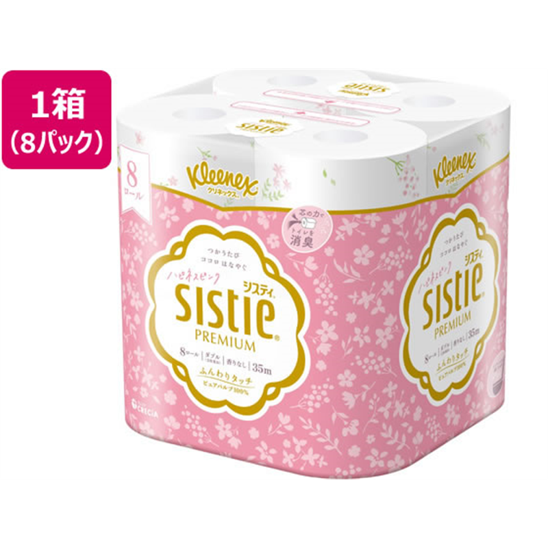 日本製紙クレシア クリネックス システィ 8ロール ダブル ハピネスピンク 8パッ 1箱（ご注文単位1箱）【直送品】