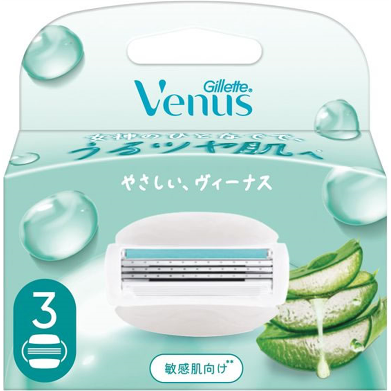 P&G ジレットヴィーナス うるツヤ肌 敏感肌 3枚刃 替刃3個入 1パック（ご注文単位1パック）【直送品】