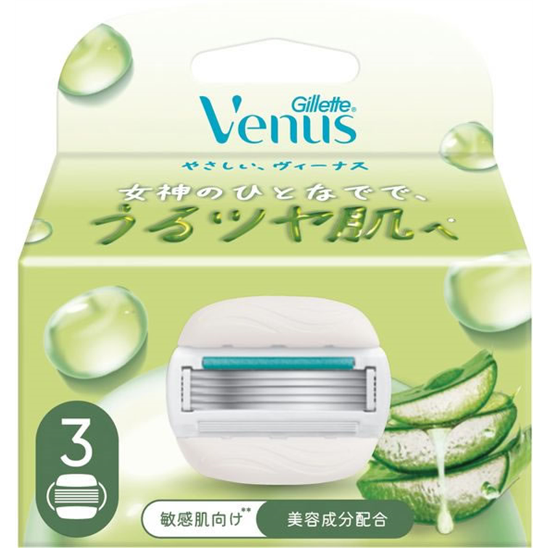 P&G ジレットヴィーナス うるツヤ肌 敏感肌 5枚刃 替刃3個入 1パック（ご注文単位1パック）【直送品】