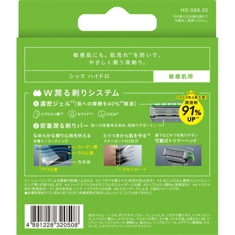 シック ハイドロ 敏感肌 替刃 8個 1パック(ご注文単位1パック)【直送品】