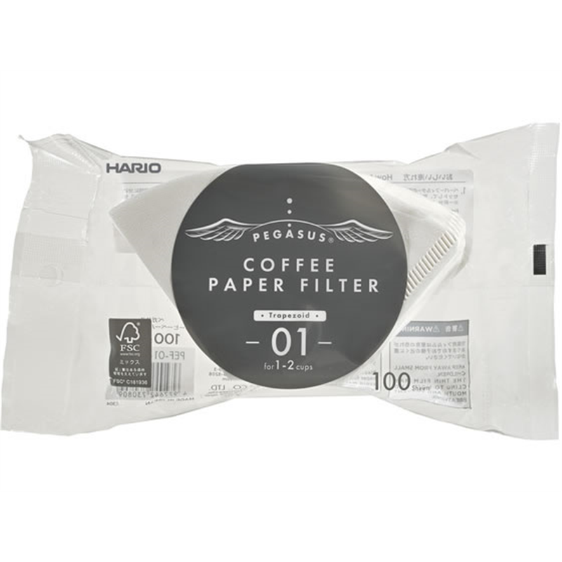 HARIO ペガサスコーヒーペーパーフィルター 01W 100枚 PEF-01-100W 1袋（ご注文単位1袋）【直送品】