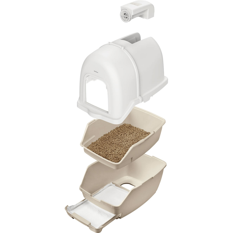 アイリスオーヤマ 炭脱臭ファン付き 猫トイレ アイボリー／ベージュ DFT-52 1セット（ご注文単位1セット）【直送品】