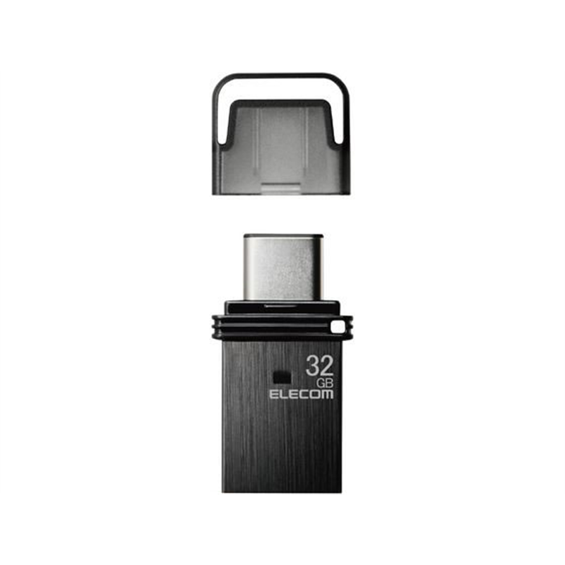 エレコム USBメモリ 32GB Type-C ブラック MF-CAU32032GBK 1個（ご注文単位1個）【直送品】